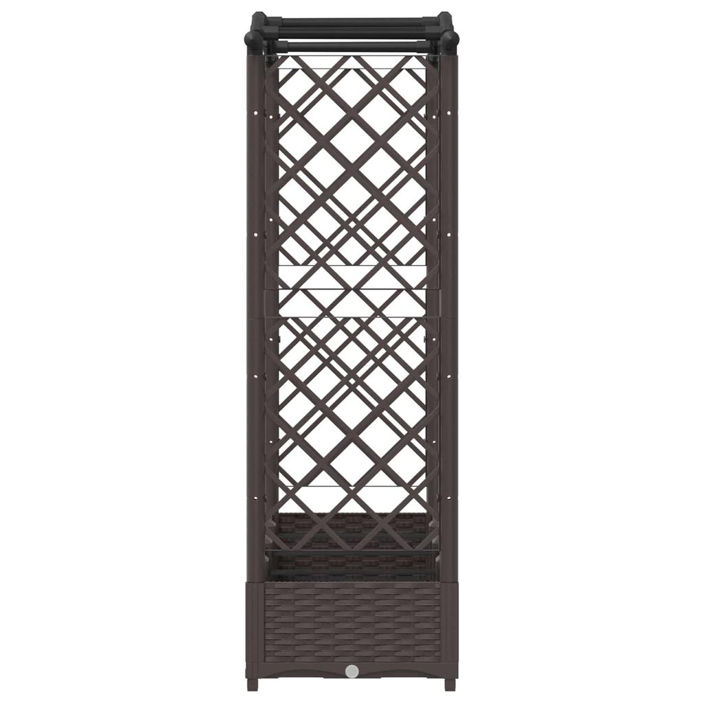 Elevated Planter with Trellis and Hanging Roof Brown 207 x 40 x 126 cm PP