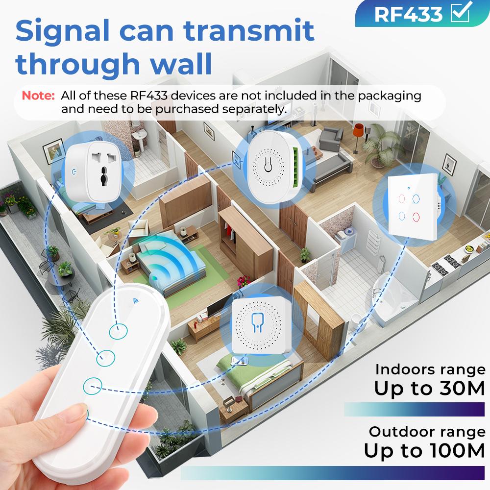 RF433MHZ Remote Control For Smart Home Devices 4 Gang EV1527 Code Transmitter 2 Way Control 433Mhz RF Wireless Switch 100m Range