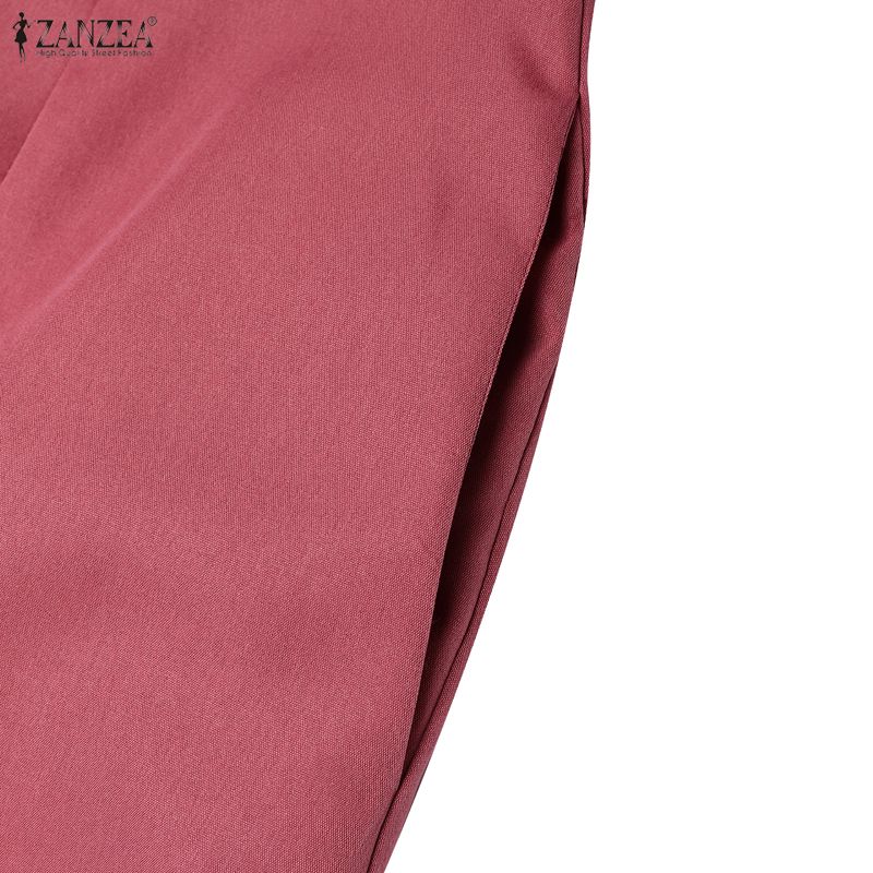 ZANZEA Women Casual V-Neck Solid Color Summer Short Sleeve Dress