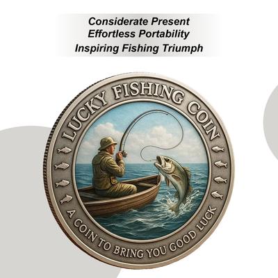 Challenge Coin Collectible Metal Pocket Keepsake Commemorative Coin For Angler Husband Luck Outdoor Fishing Activities Camping