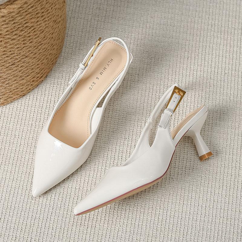 French High Heels for Women, Slim Heels, Spring/summer 2025 New Style, Pointed Buckle with Toe Closure, Sandals with Empty Back