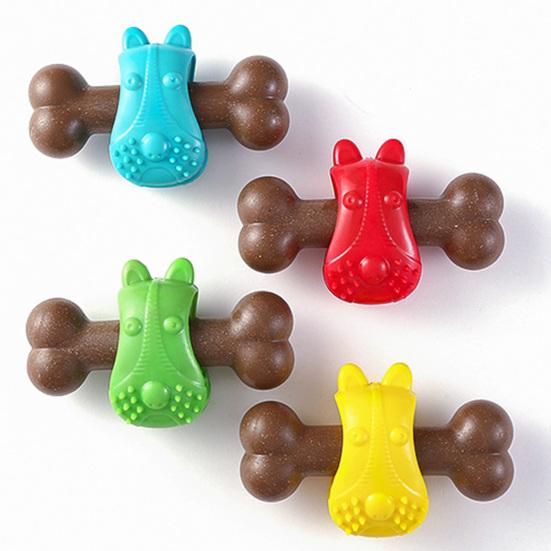 Hundekauknochen Knochenform Gummi Interaktives Hundekauspielzeug Leckerli-Spender Spielzeug für kleine mittlere Hunde Zahnpflege Training