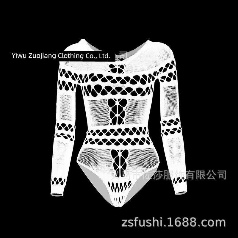 

Комбинезон с вырезами, Летнее нижнее белье, Колготки, Модный топ-труба, Бикини-комбинезон, С длинным рукавом, Сетчатая одежда White Free size [Simple]]