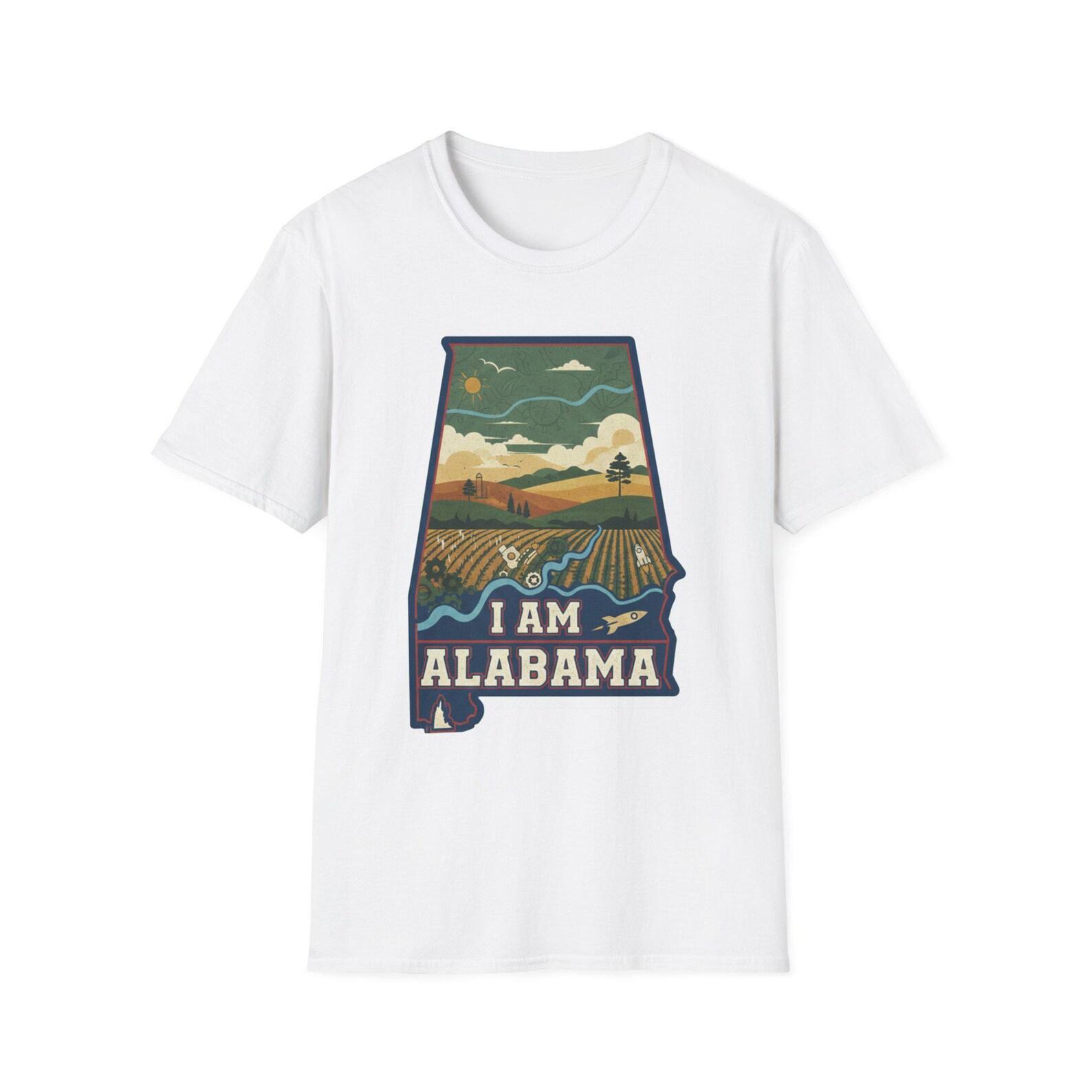I Am Alabama T-Shirt | State Outline Landscape Design S