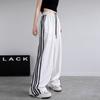 Side Striped Wide-leg Casual Pants Women's Spring New Elastic High-waisted Straight Sports Loose and Thin Pants