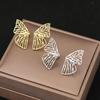 Hallowout Butterfly Earrings Stud Left Right SIde Gold Insect Girs Fashion Post Earrings Lovely Women Fashion Jewelry