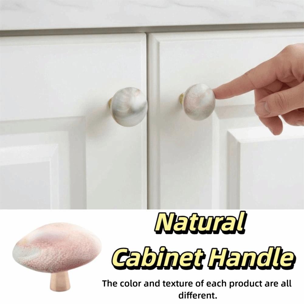 Round Shell Drawer Knob White Rough Crystal Cabinet Handle Natural Wardrobe Pulls  Wine Cabinet
