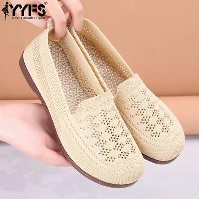 Zapatos Antideslizantes para Mujer en Verano con Pies Anchos, Zapatos Ligeros Súper Suaves y Resistentes al Desgaste, Zapatos de Malla Voladora de Caña Baja con Hueco