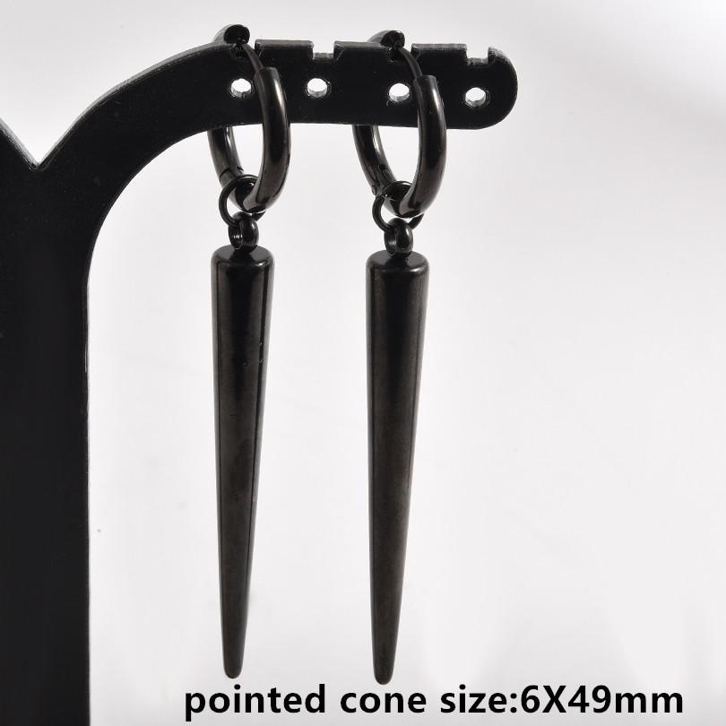 Nicht verblassend Unterschiedliche Länge Spitzkegel Hängeohrringe Edelstahl Runde Creolen für Damen Herren Schmuck Ohrpiercing Geschenk