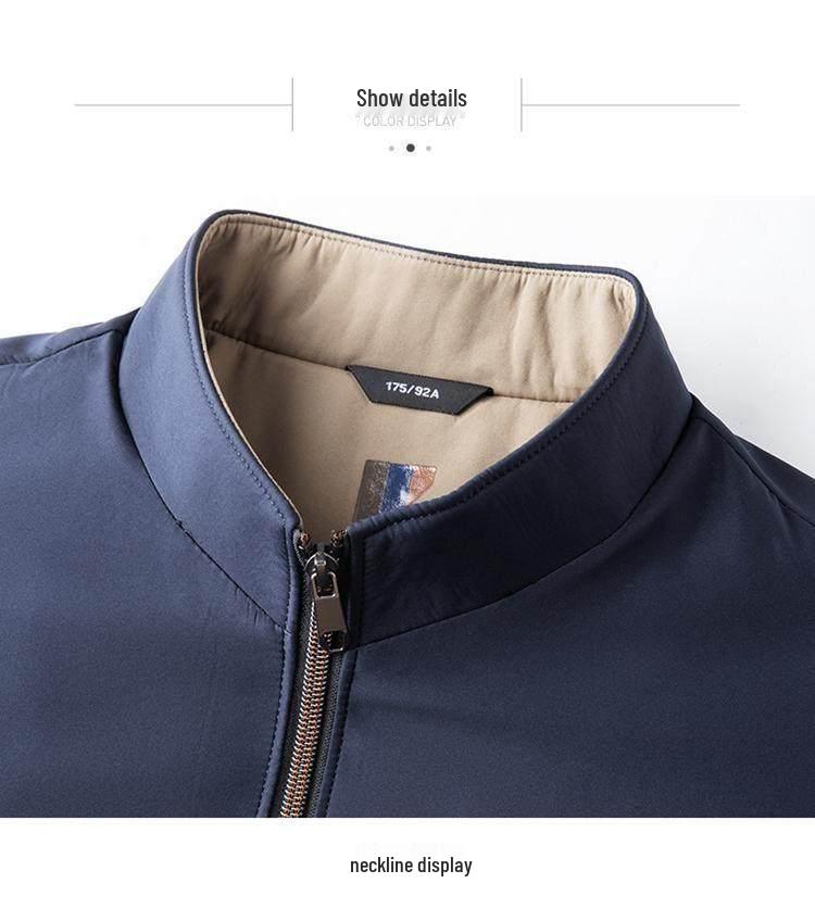 Męska bawełniana kurtka Pierre Cardin z kołnierzem stójką, styl "taty", pogrubiona na jesień/zimę 2025.