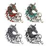 Brooch Alloy Horse Head Design Pin with Sparkling Rhinestones Retro Style