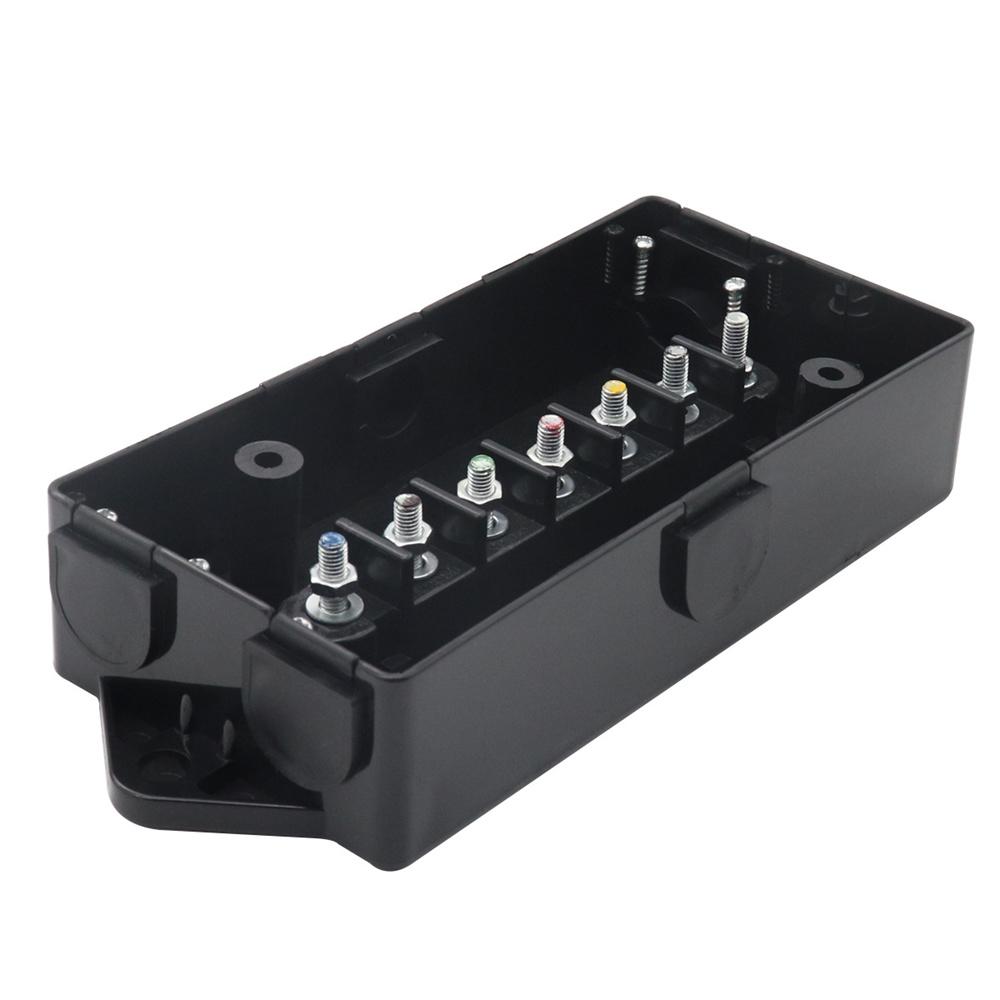 7 Way Electrical Trailer Wire Junction Box Black Fit for RV Camper Connectors