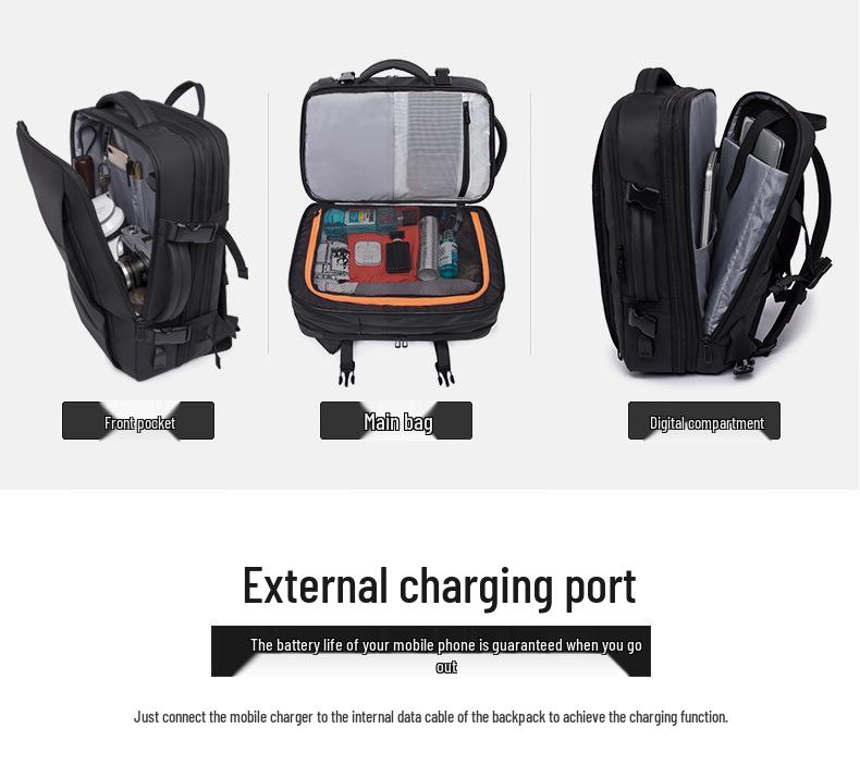 BANGE Men's High-Capacity Business & Travel Laptop Backpack