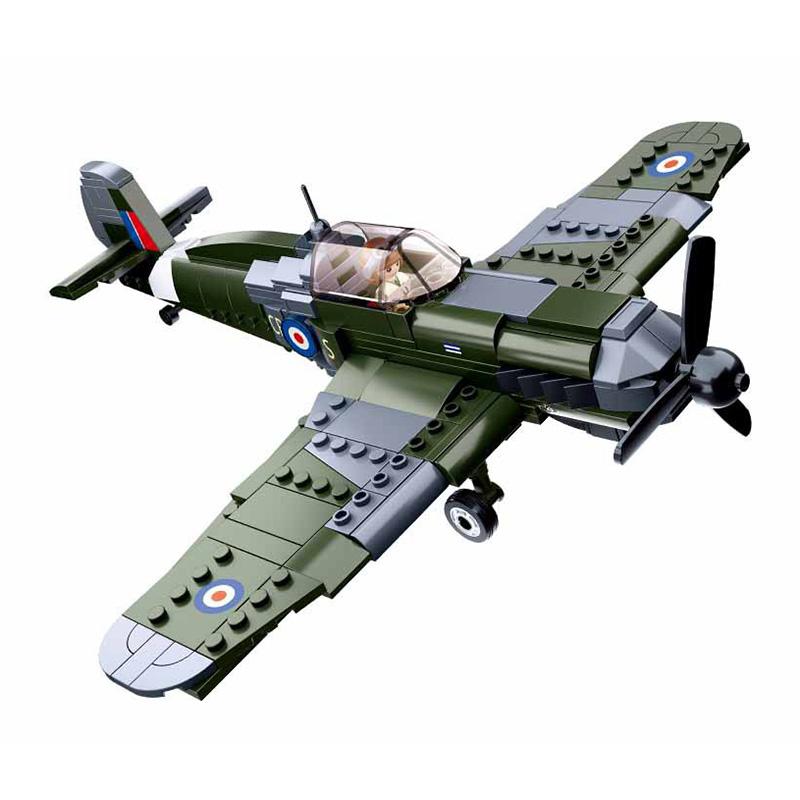 290 Stück 0712 WW2 Militär Spitfire Jagdflugzeug Modell Bausteine Spielzeugsteine DIY Lernspielzeug Geschenk für Jungen