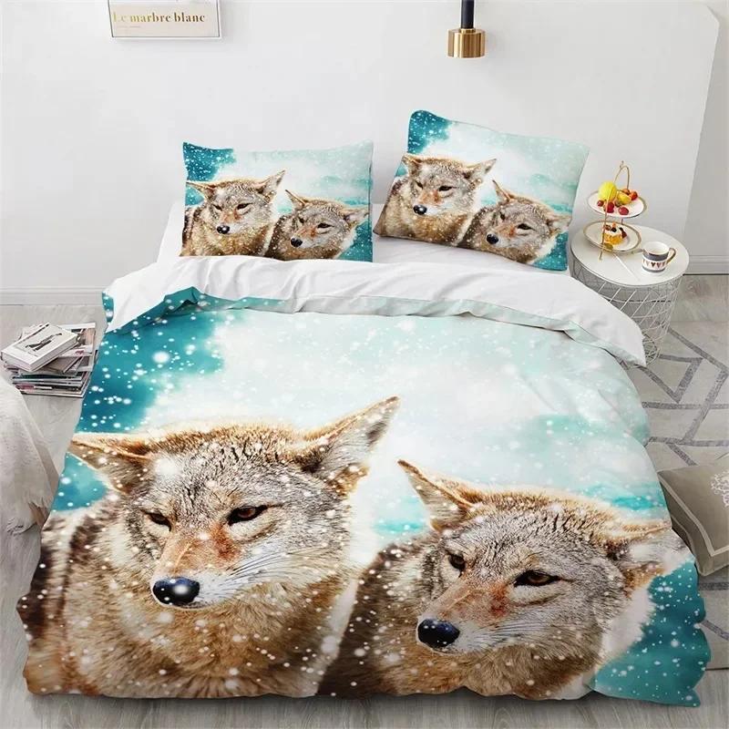 Luxury New 3D Print Mysterious Wolf Duvet Cover Set Microfiber Exotic Animal Bedding Set Wild Animals Full Queen Bedroom Decor