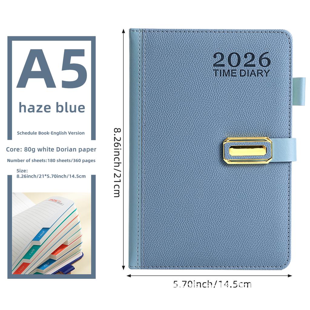 1PC 2026 Cross-border English Spanish Schedule Book Time Planner Thickened 365 Days Daily One Page Notepad