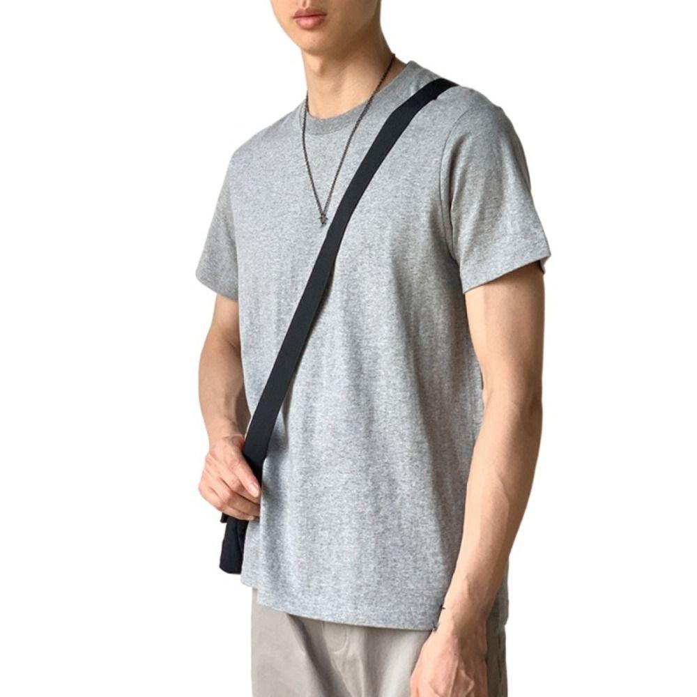 

Round Neck Short Sleeves Top Cotton Men s Classic T-shirt Casual Boy XL темно-синий