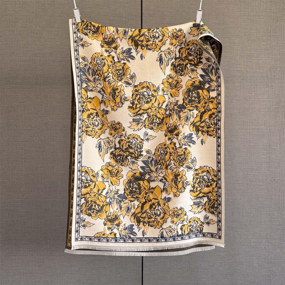 

Autumn and winter retro style new full print peony jacquard scarf women s versatile warm scarf multi-functional shawl 65*192cm