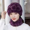 Woman Autumn Winter Warm Hat Otter Rabbit Fur Hat Versatile Ear Protection Cap Knitted Fur Hat Scarf Set