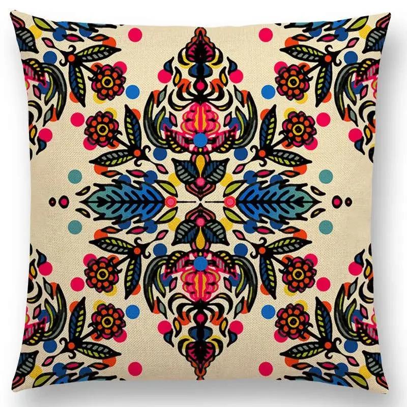 New Fantastic Snowflake Flowers Gorgeous Floral Doodle Colourful Decorative Pattern Mandalas Cushion Cover Sofa Pillow Case