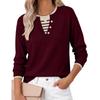 Women's Fashion Casual Long Sleeve V Neck Knit Sweater Top for Fall and Everyday Wear