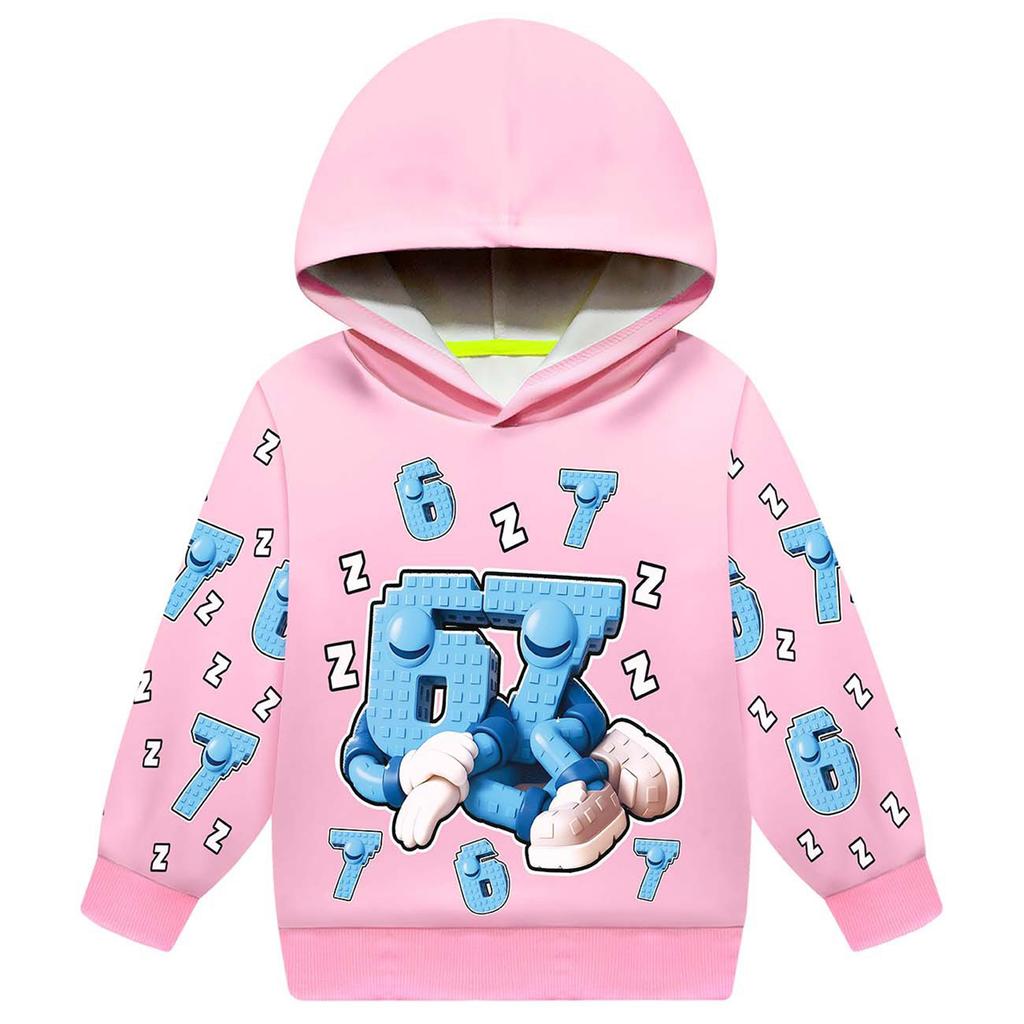 Modna dziecięca bluza z długim rękawem, nadrukiem i kapturem, luźna, dopasowana