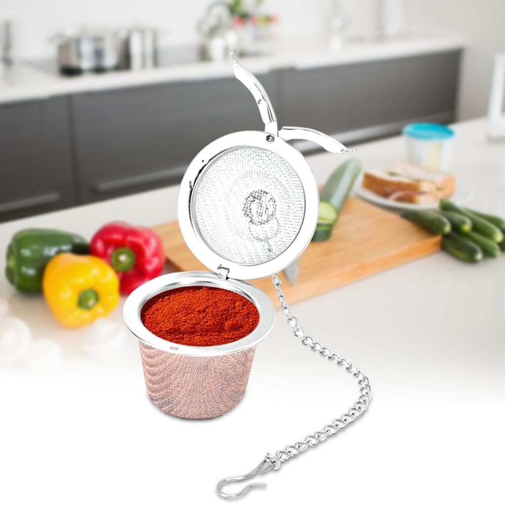 Stainless Steel Tea Strainer Mesh Ball Herbal Spice Filter Soup Infuser with Chain