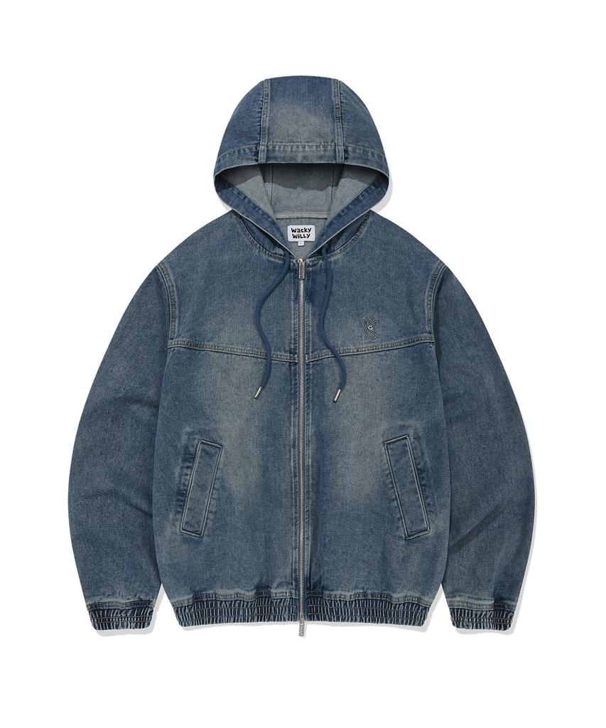 Wacky Willy Graphic Denim Hooded Jumper Blue