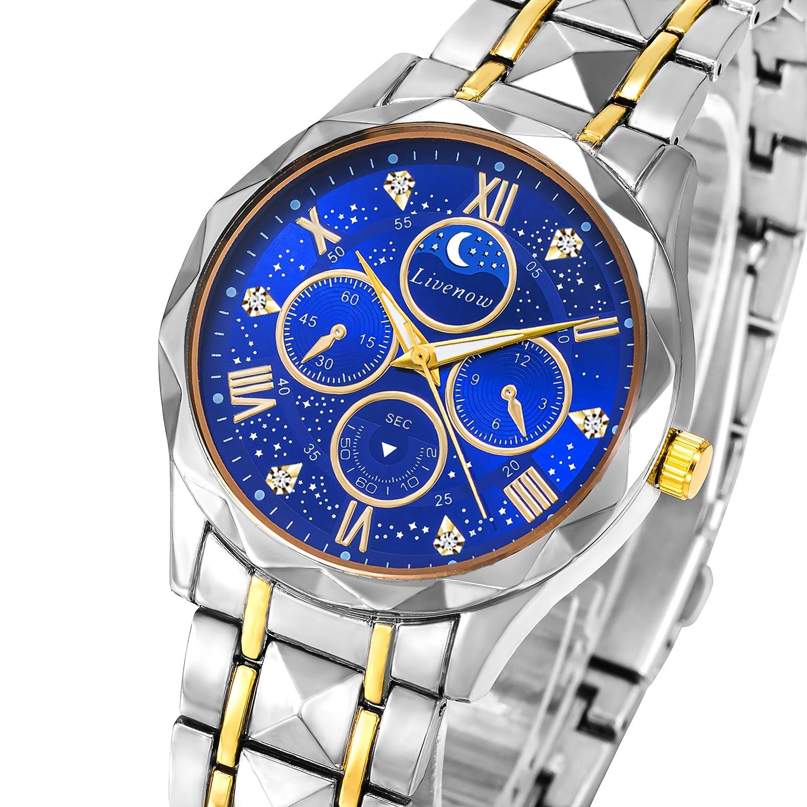 

Men Watch Luxury Men Watch Stainless Steel Watches Sport Quartz Clock Mens Business Wristwatch синій