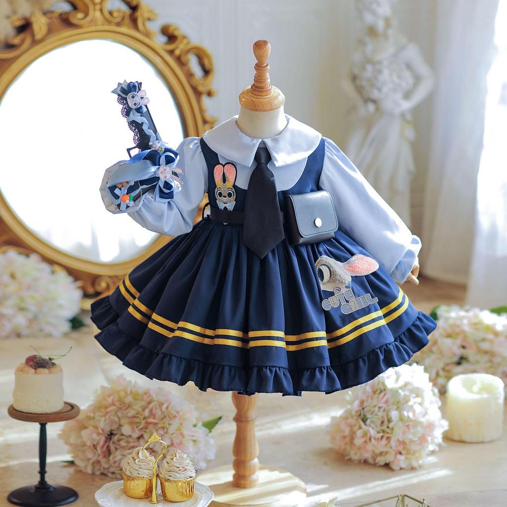 2025 Girls' Long Sleeve Rabbit Police Officer Lolita Princess Dress