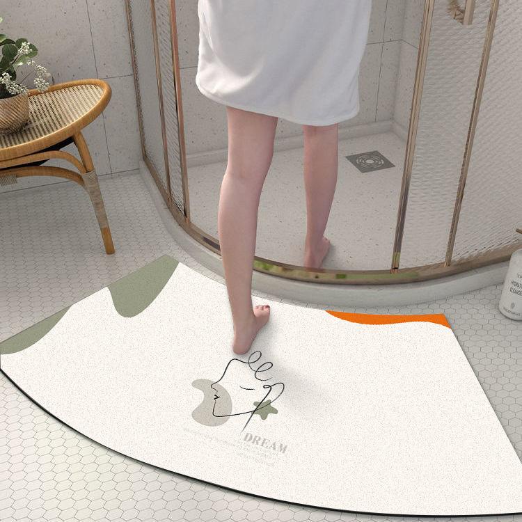 Diatom Mud Floor Mat Arc-shaped Dirt-resistant Anti-slip Mat Household Absorbent Bathroom Floor Mat Bathroom Door Simple Foot Mat