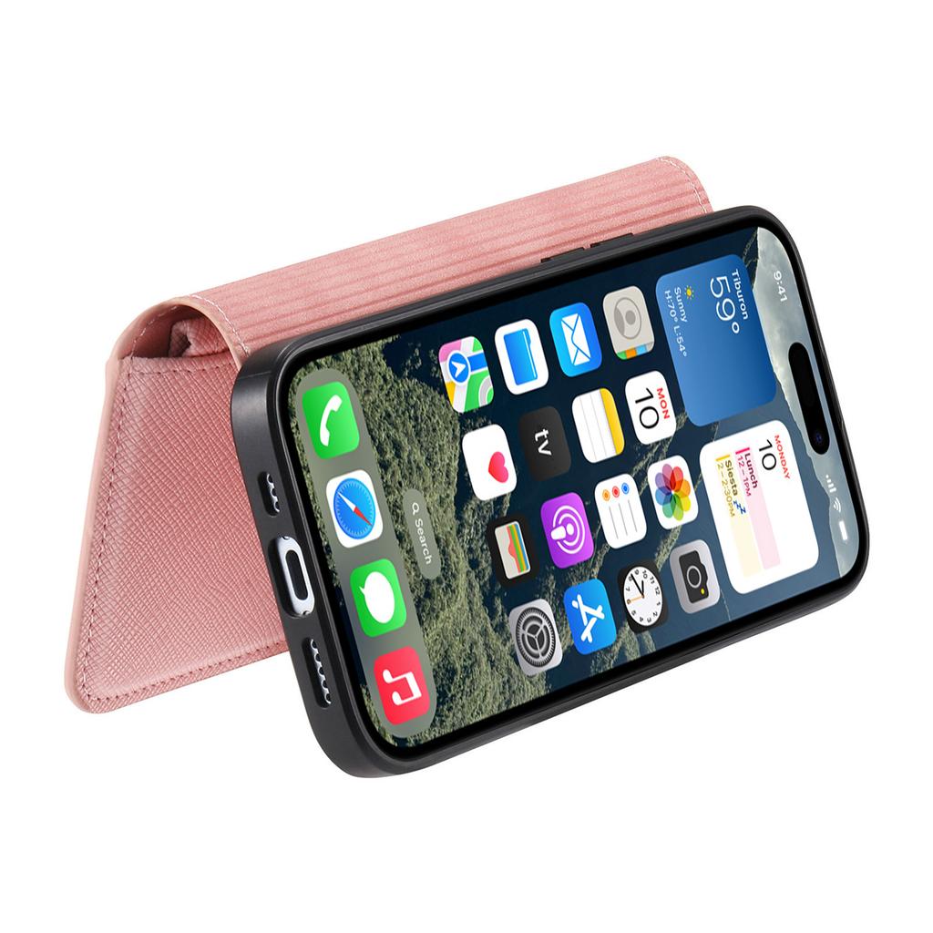 CASENEO For iPhone 16 Pro Case Cross Texture Leather Detachable Magnetic Phone Cover