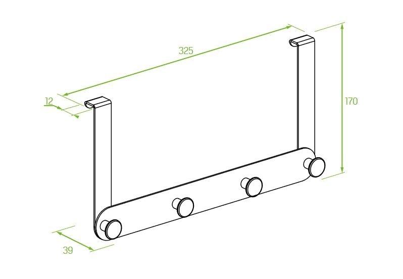 SHOWER CABIN HANGER, Quadruple Towel Hook, Steel, Gold