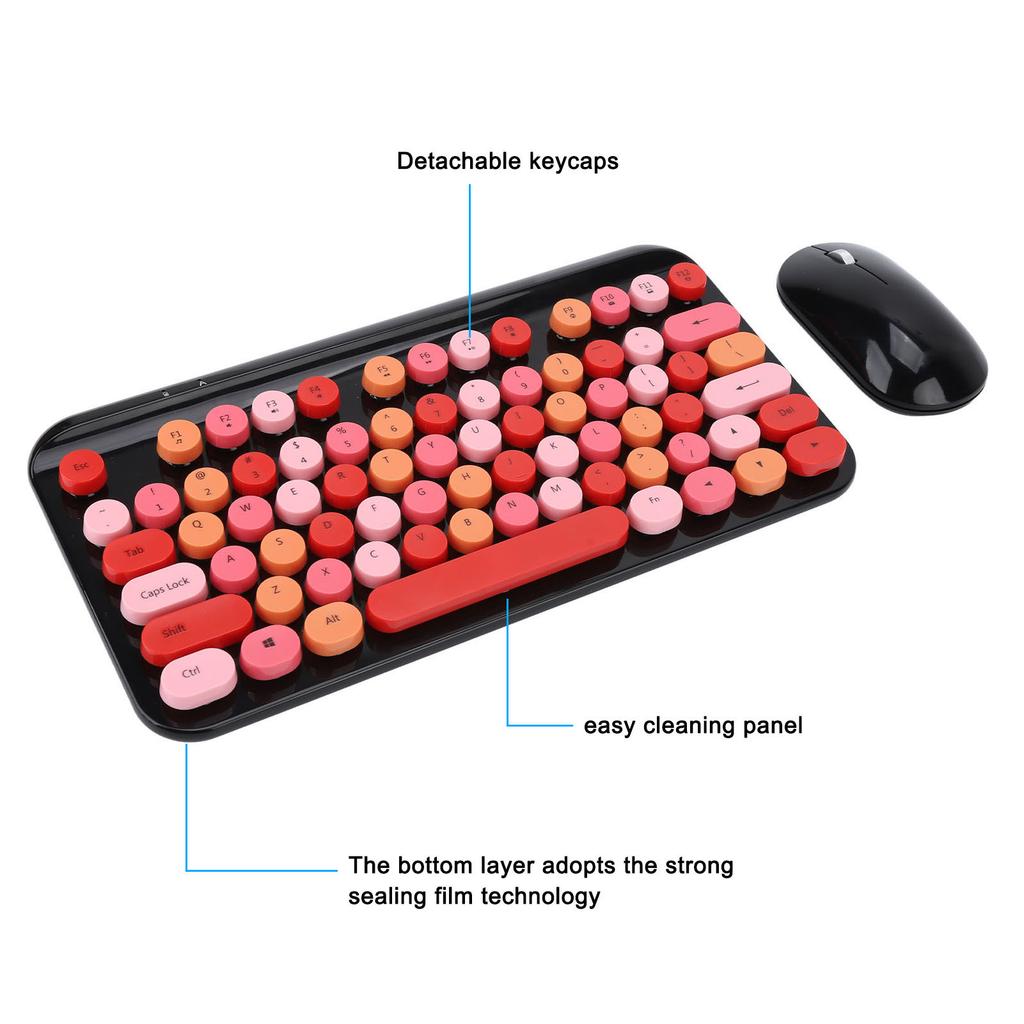 USB Keyboard Mouse 2.4GHz Wireless Ergonomic Retro 75 Keys Full Size Gaming Keyboard Mouse Set for Computer Laptop