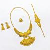 Gioielli Placcati Oro Africani Set di Gioielli Quattro Pezzi Collana Bracciale Orecchini Anello per Donne Arabe Indiane