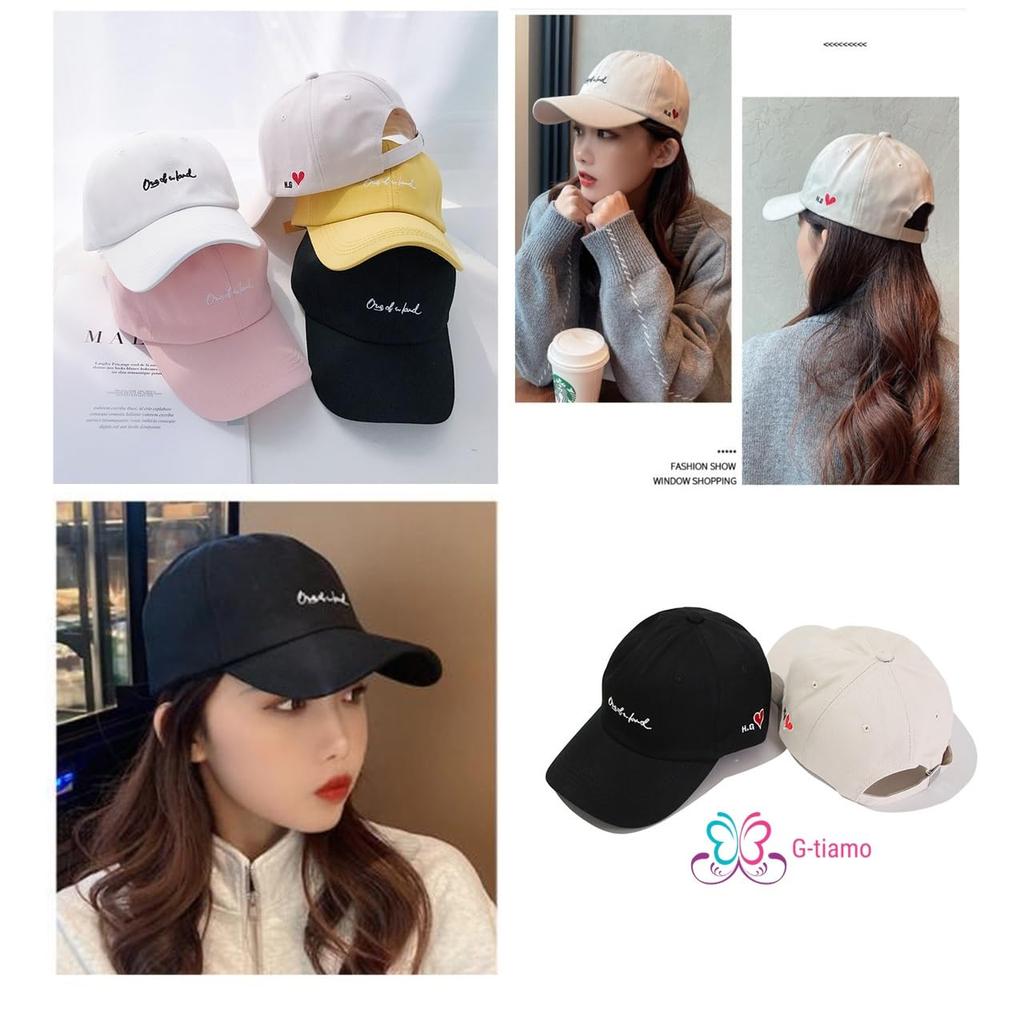 GITIAMO Cap with English and Adjustable Available In and UV Sun and English Women's Letters, Heart, One-Point Embroidery, Strap, Black, White, Ivory,