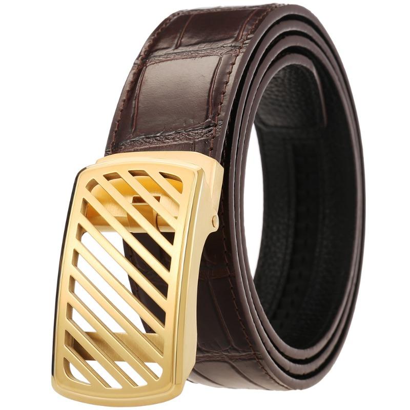 One-and-a-half-inch semi-automatic buckle belt, versatile top-grain leather belt 120