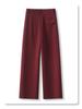 Women's 2024 Khaki Wool-Blend High Waist Straight Leg Cropped Pants for Autumn/Winter