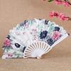 Plastic Folding Fan Chinese Style Retro Flower Plain Painting Soft Faux Silk Decorative Handheld Wedding Party Elegant Ladies Craft Cloth Fan Women