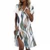 Ladies Casual Fashion Stand Collar Floral Print Short Sleeve Dress