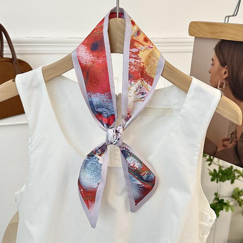 

Шелковый шарф высокого класса с Ханфу, завязанный как сумка, лента, рубашка с принтом на шее, маленький декоративный шарф, пояс