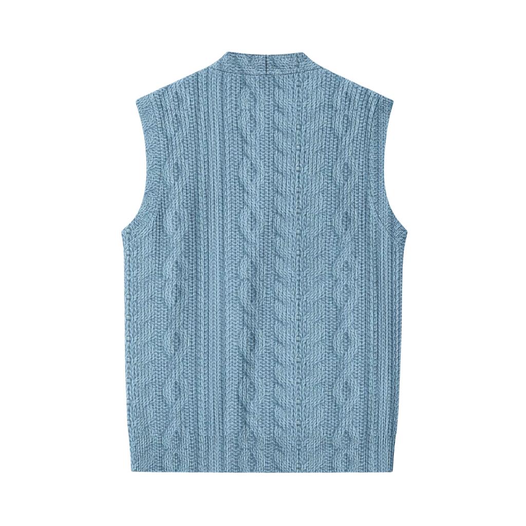 Men's V-Neck Sleeveless Knit Cardigan Vest