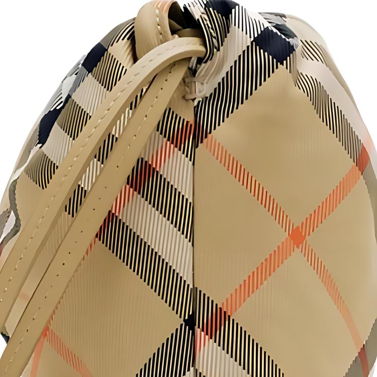Burberry Drawstring Closure Classic Check Nylon Shoulder Bag Women Shoulder Bag Beige 80962101