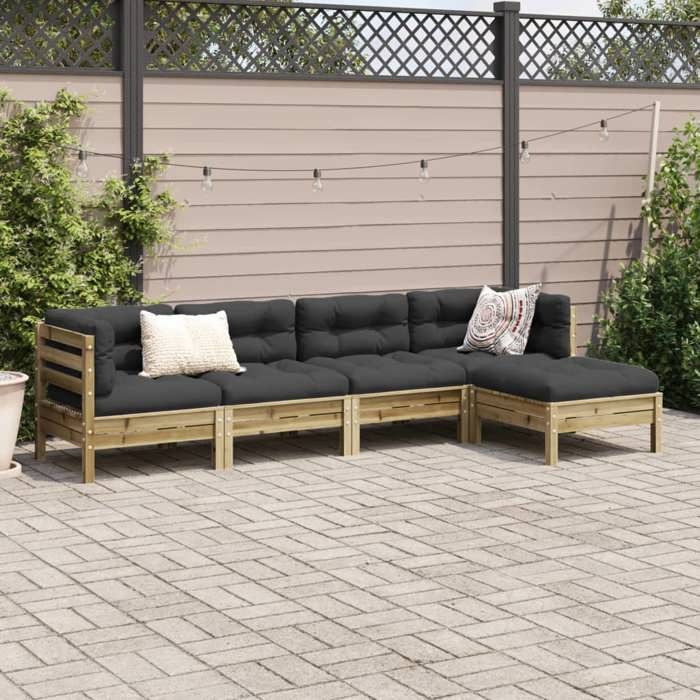 VidaXL Garden Lounge Set 5 Pcs with Cushions Impregnated Pine Wood 3299395