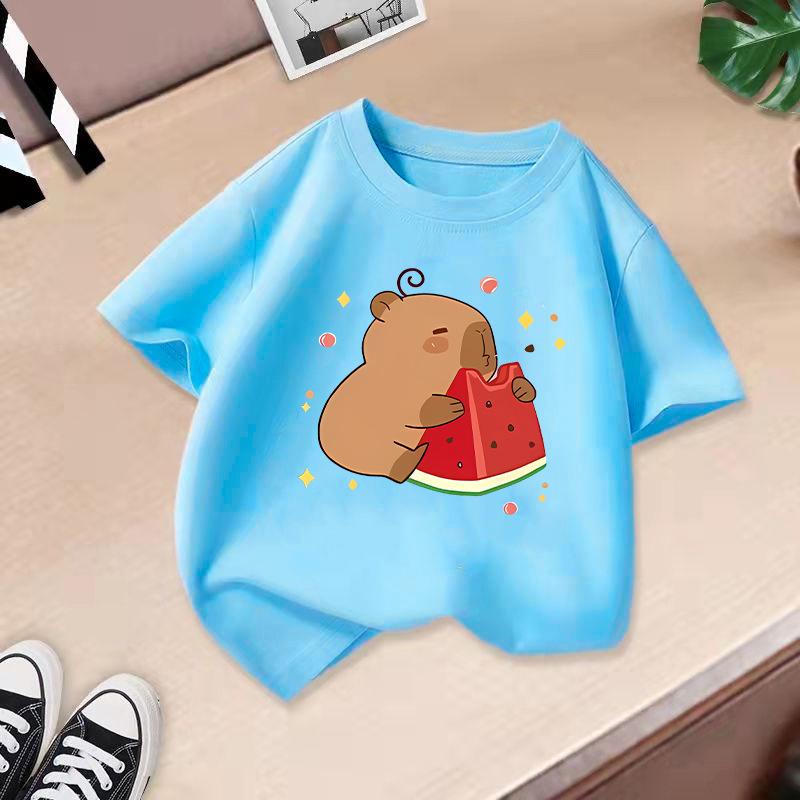 Children's Casual Short-sleeved T-shirt, Summer Boys' And Girls' Cute Capri Blouse