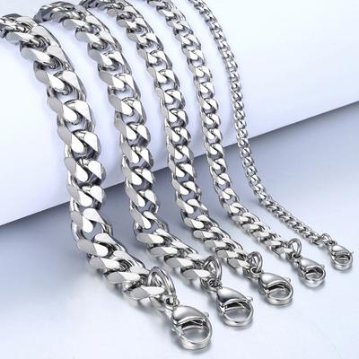 3/5/7/9mm Pulseira de corrente masculina de aço inoxidável Figaro Braclet homme Titanium Steel Chain Hip Hop Cuban Braslet Acessórios legais