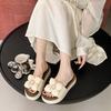 Fashion cute flower flat bottom cool slippers women wear 2025 summer new fairy wind one word cool slippers
