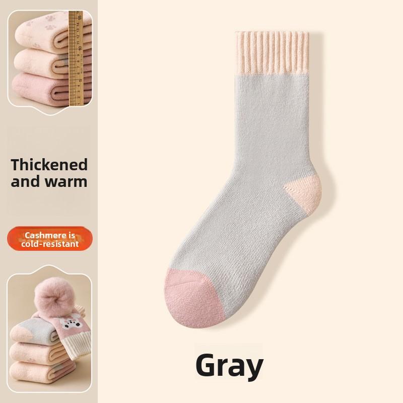 Female Autumn and Winter Plush and Thick Warm Deodorizing Sleep Wool In The Tube Socks