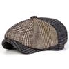 Unisex Retro Mřížkové Šití Čepice Newsboy Pánské Britské Malířské Klobouky Jarní a Podzimní Baretky Hip Hop Baretky
