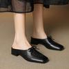 Fashion 2025 New Summer Slippers Cover Toe Fashion Hollow Out Sandals Women Shoes Ladies Shoes Mules Genuine Leather Modern Slippers
